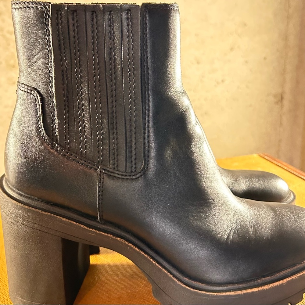 Dolce Vita Black Chunky Heel Ankle Boots - Picture 10 of 14